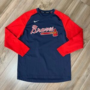 Nike Atlanta Braves MLB Collection Dri-Fit Pullover Shirt Mens Large C-44